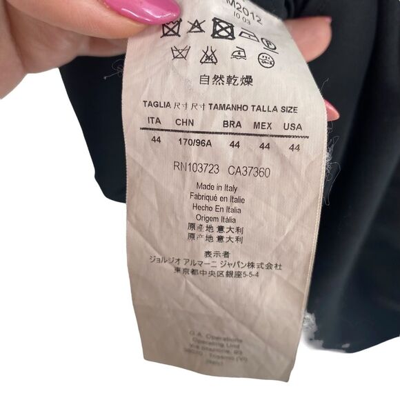 Emporio Armani Italian Sheath Dress Black Size 4 Gathered‎ Front - Picture 6 of 9